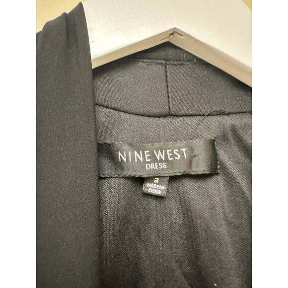 Nine West Black Origami V-Neck Ruched Sleeveless Workwear Cocktail Dress Size 2 - Picture 3 of 11